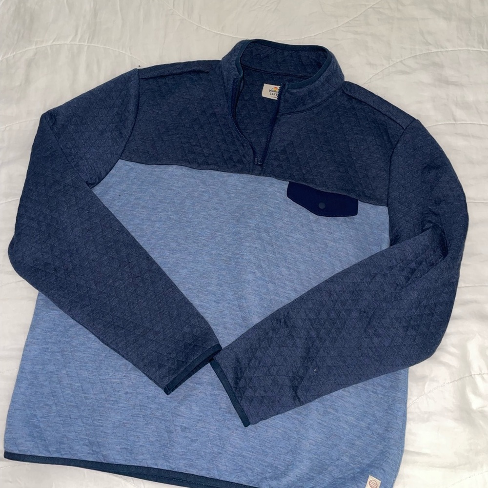 Marine Layer Men's Two-Tone Blue Zip Up Sweater